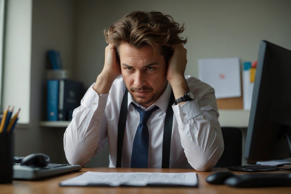 homme en dépression au bureau